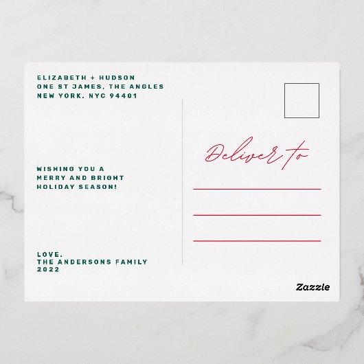 GOLD HAND WRITTEN LOVE happy holidays photo Folie Feestdagen Briefkaart (Achterkant)