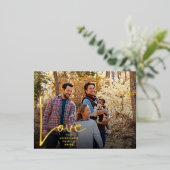 GOLD HAND WRITTEN LOVE happy holidays photo Folie Feestdagen Briefkaart (Staand Voorkant)