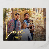 GOLD HAND WRITTEN LOVE happy holidays photo Folie Feestdagen Briefkaart (Voorkant)