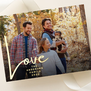 GOLD HAND WRITTEN LOVE happy holidays photo Folie Feestdagen Briefkaart