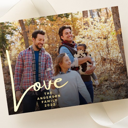 GOLD HAND WRITTEN LOVE happy holidays photo Folie Feestdagen Briefkaart