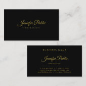 Gold Handgeschreven script elegant Simple Black Pl Visitekaartje (Voorkant / Achterkant)