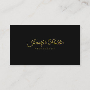 Gold Handgeschreven script elegant Simple Black Pl Visitekaartje