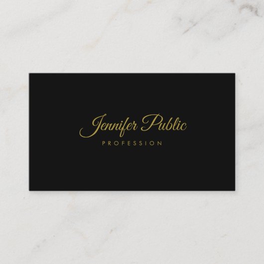 Gold Handgeschreven script elegant Simple Black Pl Visitekaartje (Voorkant)