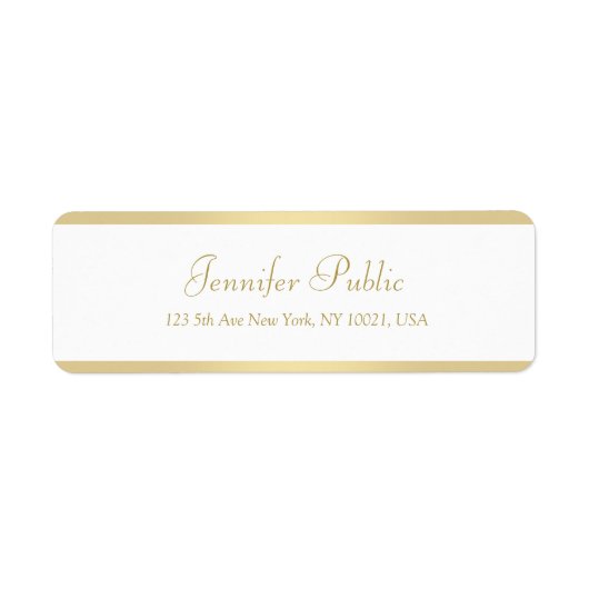 Gold Handgeschreven Script Elegant Sjabloon Modern Etiket (Voorkant)
