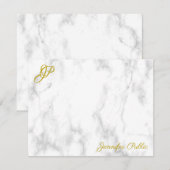 Gold Handgeschreven Script Monogram Naam Tekst Mar Notitiekaartje (Voorkant / Achterkant)