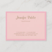 Gold Handgeschreven Script Roze Professional Plain Visitekaartje (Achterkant)