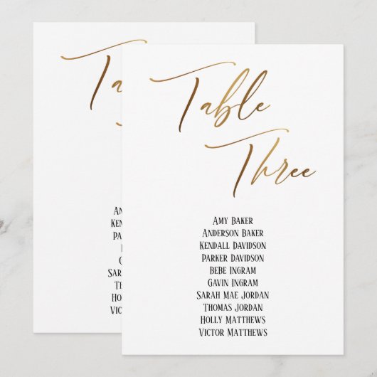 Gold-handschriftafel met drie zetelkaarten (Voorkant / Achterkant)