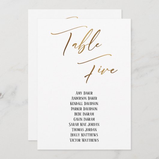 Gold Handschriftafel met vijf zetelkaarten (Voorkant / Achterkant)