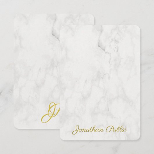 Gold Handwrite Name Elegant Marble Sjabloon (Voorkant / Achterkant)