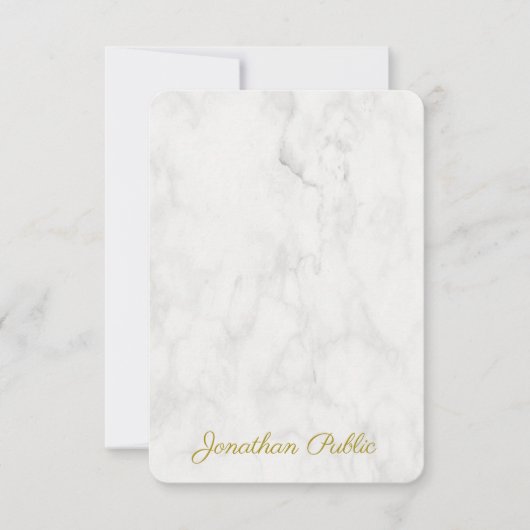 Gold Handwrite Name Elegant Marble Sjabloon (Voorkant)