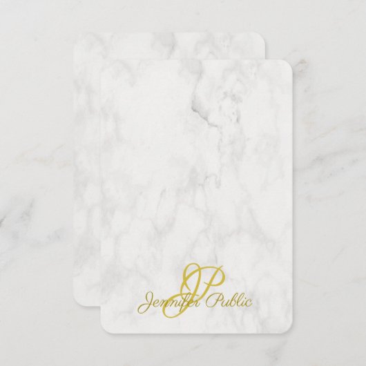 Gold Handwrite Script Name Marble Sjabloon (Voorkant / Achterkant)