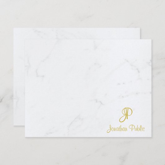 Gold Handwrite Script Name Text Marble Sjabloon (Voorkant / Achterkant)