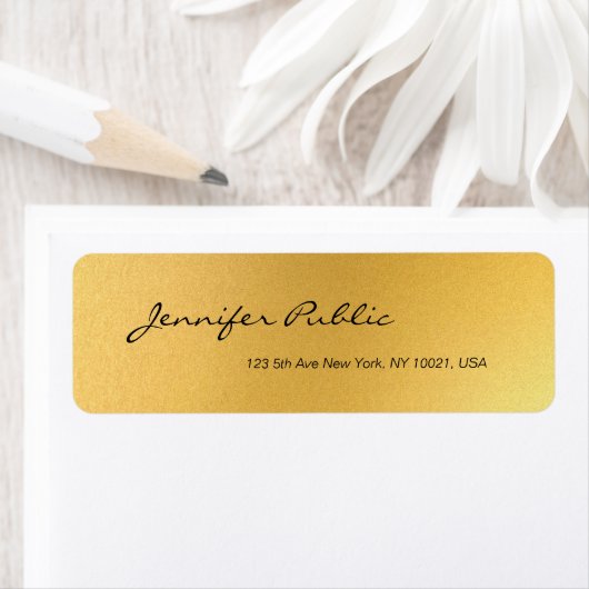 Gold Handwrite Script Simple Elegant Sjabloon Etiket (Insitu)