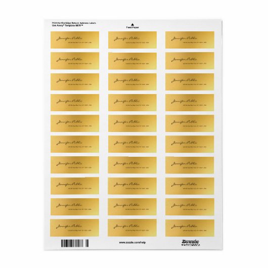 Gold Handwrite Script Simple Elegant Sjabloon Etiket (Full Sheet)