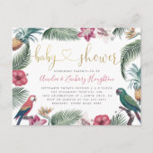 Gold Handwrite Script Tropics Baby shower Uitnodiging Briefkaart (Voorkant)