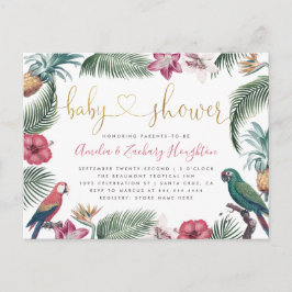 Gold Handwrite Script Tropics Baby shower Uitnodiging Briefkaart