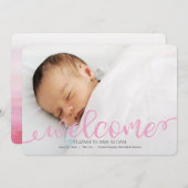 Gold Handwrited Baby Geboortefoto Aankondiging (Voorkant / Achterkant)