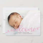 Gold Handwrited Baby Geboortefoto Aankondiging (Voorkant)