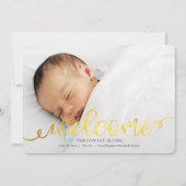 Gold Handwrited Baby Geboortefoto Aankondiging (Voorkant)