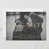 Gold Handwrited Calligraphy Photo Save the Date Magnetische Uitnodiging (Voorkant)