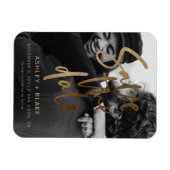 Gold Handwrited Photo Save the Date Magneet (Horizontaal)