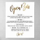 Gold Handwriting Open Bar-menu Poster (Voorkant)