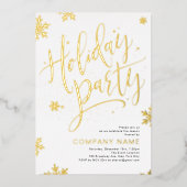 Gold handwritten calligraphy holiday Party Folie Feestdagenkaart (Voorkant)