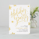 Gold handwritten calligraphy holiday Party Folie Feestdagenkaart (Staand Voorkant)