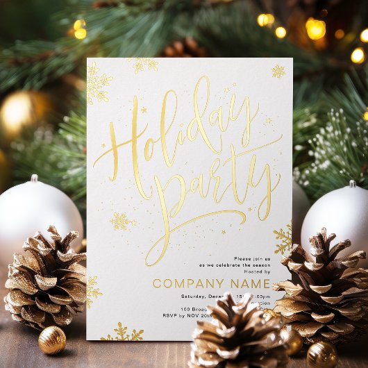 Gold handwritten calligraphy holiday Party Folie Feestdagenkaart