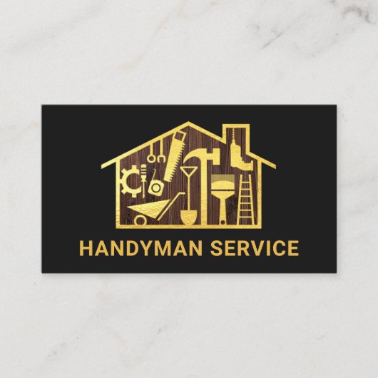 Gold Handyman Building Tools Home Visitekaartje (Voorkant)