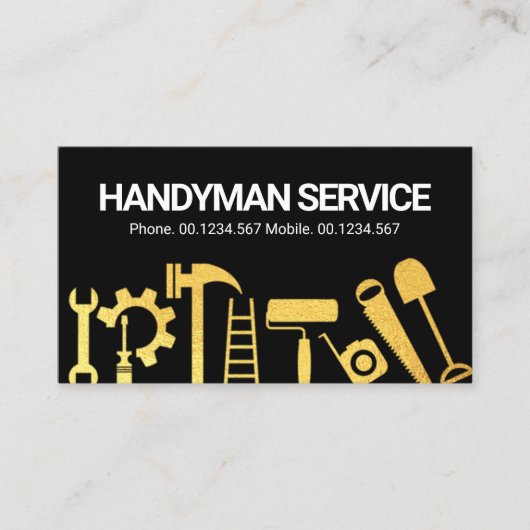 Gold Handyman Construction Tools Contractant Visitekaartje (Voorkant)