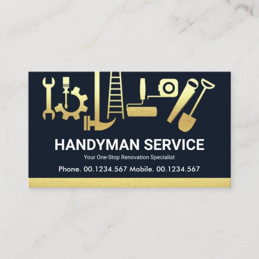 Gold Handyman Construction Tools Home Remodeling Visitekaartje (Voorkant)