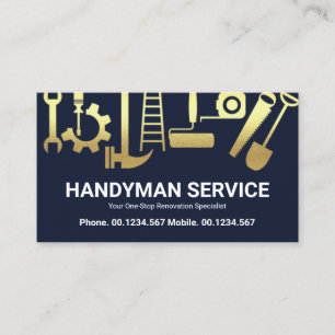 Gold Handyman Construction Tools Home Renovation Visitekaartje