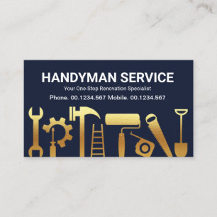 Gold Handyman Construction Tools House Remodeling Visitekaartje