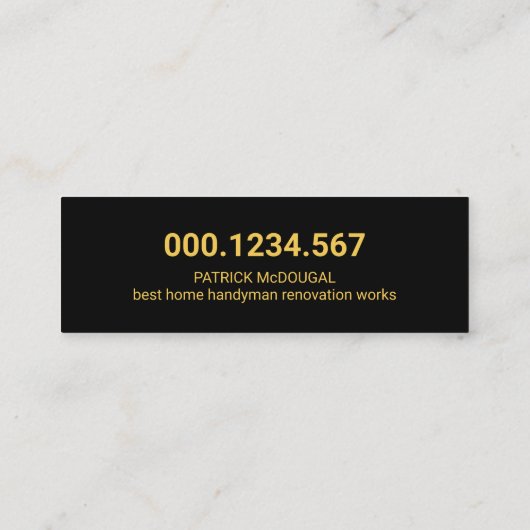 Gold Handyman Construction Tools Mini Visitekaartje (Achterkant)