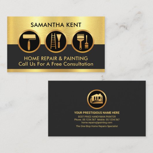 Gold Handyman-schildergereedschap Visitekaartje (Voorkant / Achterkant)