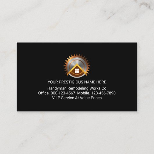 Gold Handyman Signage Border Frame Visitekaartje (Achterkant)