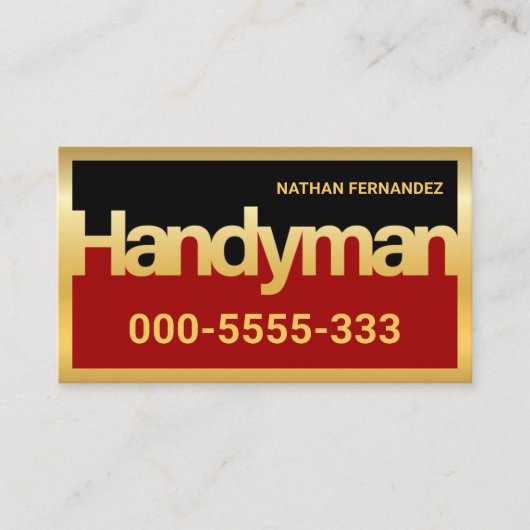 Gold Handyman Signage Frame Builder Visitekaartje (Voorkant)