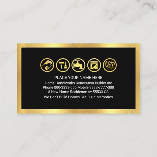 Gold Handyman Signage Frame Visitekaartje (Achterkant)