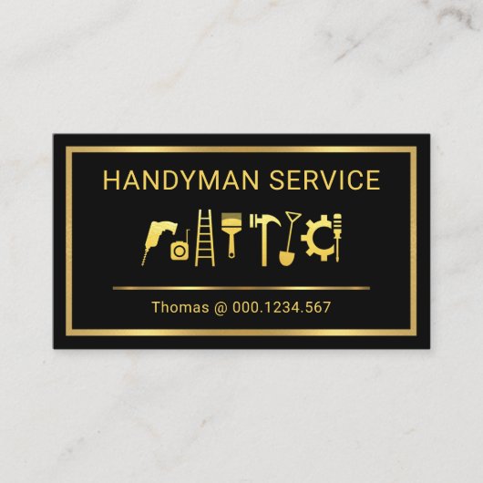 Gold Handyman Tools Border Frame Visitekaartje (Voorkant)