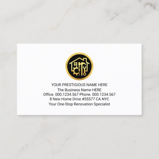 Gold Handyman Tools Frame On Timber Visitekaartje (Achterkant)