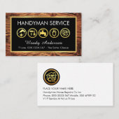 Gold Handyman Tools Frame On Wood Visitekaartje (Voorkant / Achterkant)