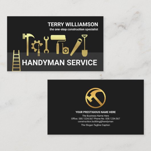 Gold Handyman Tools Grey Layers Verwijdering Visitekaartje (Voorkant / Achterkant)