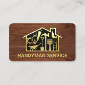 Gold Handyman Tools Home op Timber Grain Visitekaartje (Voorkant)
