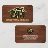 Gold Handyman Tools Home op Timber Grain Visitekaartje (Voorkant / Achterkant)