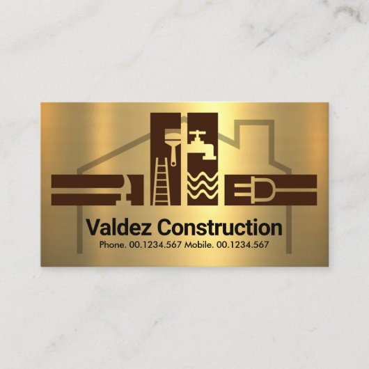 Gold Handyman Tools House Lijst Visitekaartje (Voorkant)