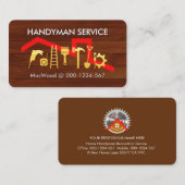 Gold Handyman Tools Icon On Wood Panel Visitekaartje (Voorkant / Achterkant)