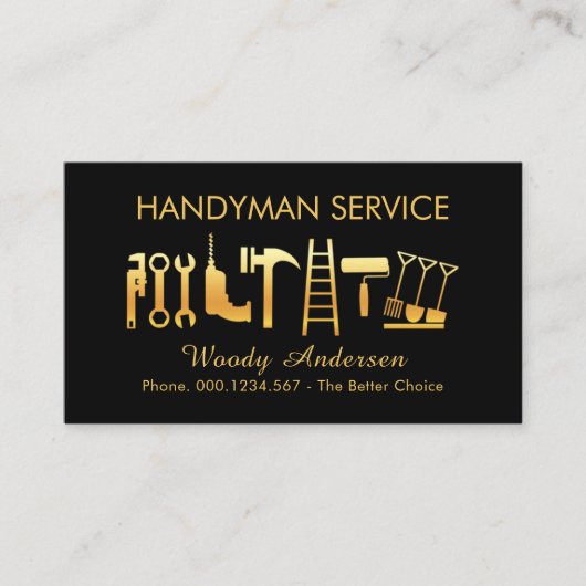 Gold Handyman Tools Icon Visitekaartje (Voorkant)