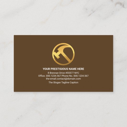 Gold Handyman Tools in Brick Wall Masonry Visitekaartje (Achterkant)